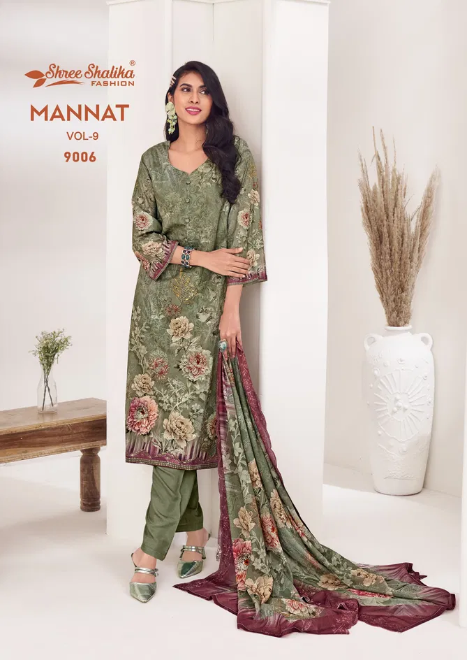 Mannat Vol 9 By Shree Shalika Digital Printed Lawn Cotton Dress Material Wholesale Online
